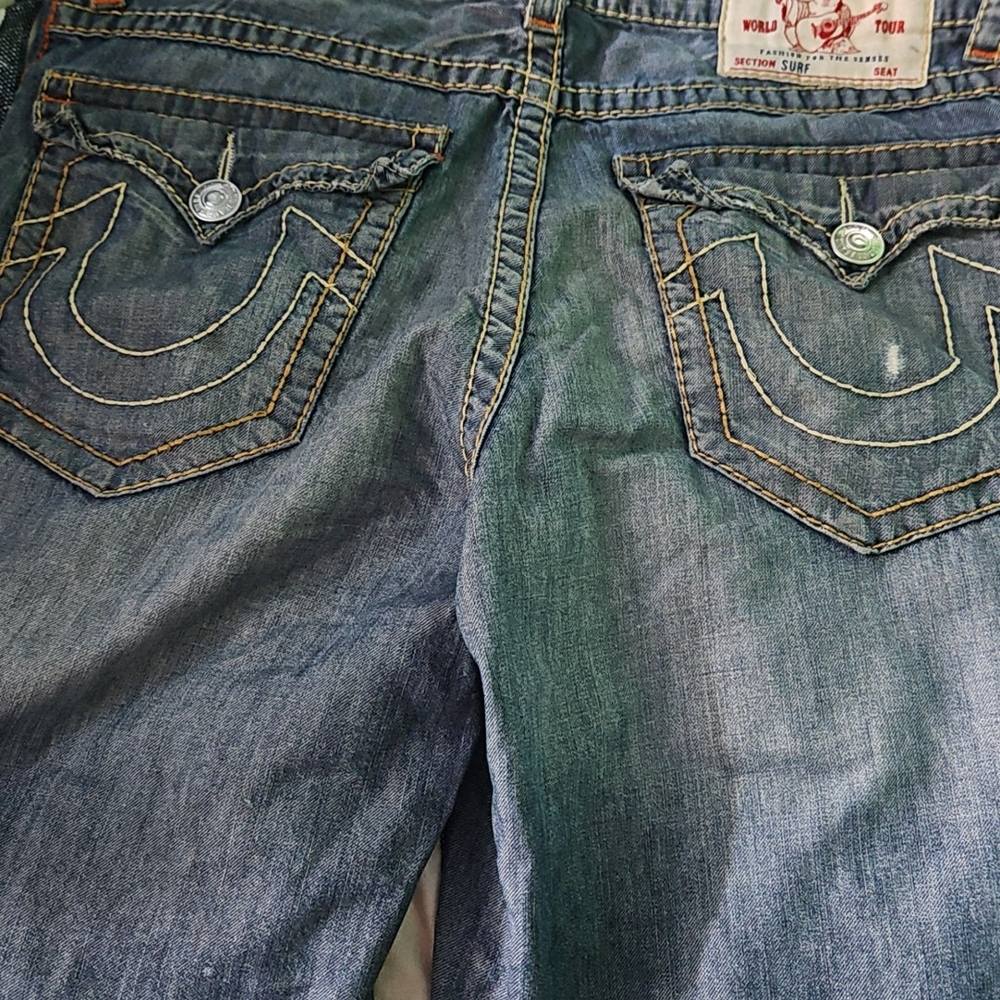 True Religion Blue Hybrid Shorts with Premium Denim